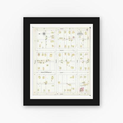 Old map wall art mockup — black gallery frame with white mat — Sanborn Fire Insurance Map from Momence, Kankakee County, Illinois (1907), Sheet #0007