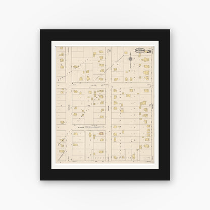 Old map wall art mockup — black gallery frame with white mat — Sanborn Fire Insurance Map from Belvidere, Boone County, Illinois (1922), Sheet #0020