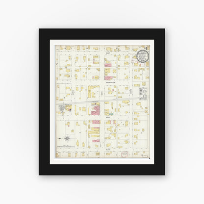 Old map wall art mockup — black gallery frame with white mat — Sanborn Fire Insurance Map from Arcadia, Hamilton County, Indiana (1896) - Complete Map Set