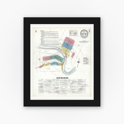 Old map wall art mockup — black gallery frame with white mat — Sanborn Fire Insurance Map from Mauch Chunk, Carbon County, Pennsylvania (1923), Sheet #0001