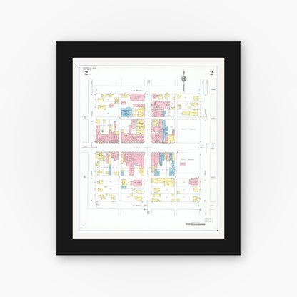Old map wall art mockup — black gallery frame with white mat — Sanborn Fire Insurance Map from Loudonville, Ashland County, Ohio (1950), Sheet #0002