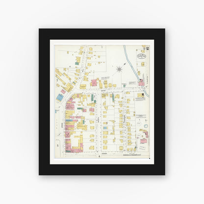 Old map wall art mockup — black gallery frame with white mat — Sanborn Fire Insurance Map from Newton, Sussex County, New Jersey (1903), Sheet #0002