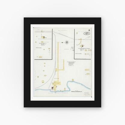Old map wall art mockup — black gallery frame with white mat — Sanborn Fire Insurance Map from Hibbing, Saint Louis County, Minnesota (1900), Sheet #0004