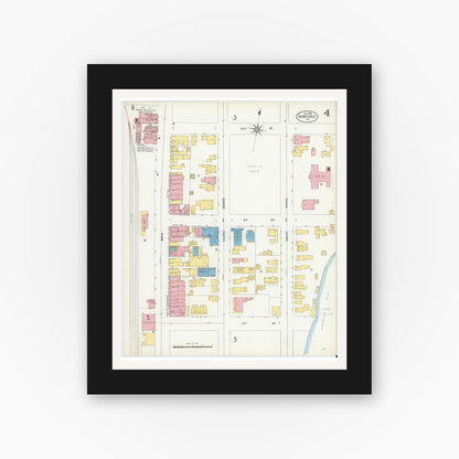 Old map wall art mockup — black gallery frame with white mat — Sanborn Fire Insurance Map from Honesdale, Wayne County, Pennsylvania (1903), Sheet #0004