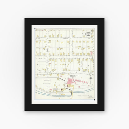 Old map wall art mockup — black gallery frame with white mat — Sanborn Fire Insurance Map from Salineville, Columbiana County, Ohio (1911), Sheet #0002