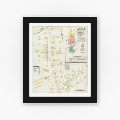 Old map wall art mockup — black gallery frame with white mat — Sanborn Fire Insurance Map from Cranbury, Middlesex County, New Jersey (1916) - Complete Map Set