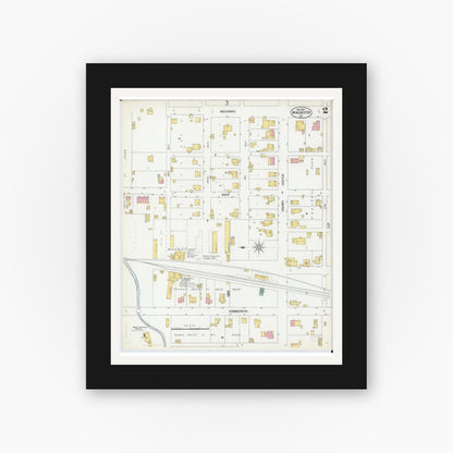Old map wall art mockup — black gallery frame with white mat — Sanborn Fire Insurance Map from Winchester, Scott County, Illinois (1900), Sheet #0002