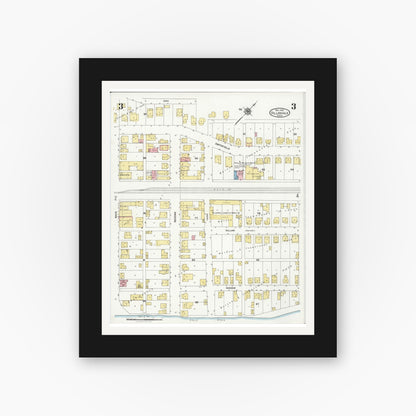 Old map wall art mockup — black gallery frame with white mat — Sanborn Fire Insurance Map from Dillonvale, Jefferson County, Ohio (1924), Sheet #0003