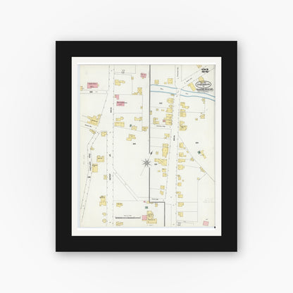 Old map wall art mockup — black gallery frame with white mat — Sanborn Fire Insurance Map from Stroudsburg, Monroe County, Pennsylvania (1905), Sheet #0022
