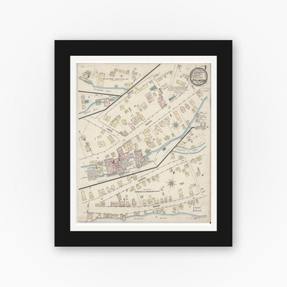 Old map wall art mockup — black gallery frame with white mat — Sanborn Fire Insurance Map from Stillwater, Saratoga County, New York (1887) - Complete Map Set