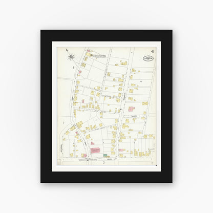 Old map wall art mockup — black gallery frame with white mat — Sanborn Fire Insurance Map from Lexington, Independent Cities, Virginia (1907), Sheet #0004
