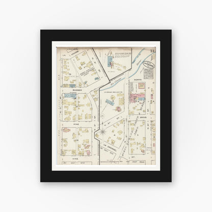 Old map wall art mockup — black gallery frame with white mat — Sanborn Fire Insurance Map from La Crosse, La Crosse County, Wisconsin (1884), Sheet #0011