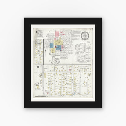 Old map wall art mockup — black gallery frame with white mat — Sanborn Fire Insurance Map from Winters, Runnels County, Texas (1925) - Complete Map Set