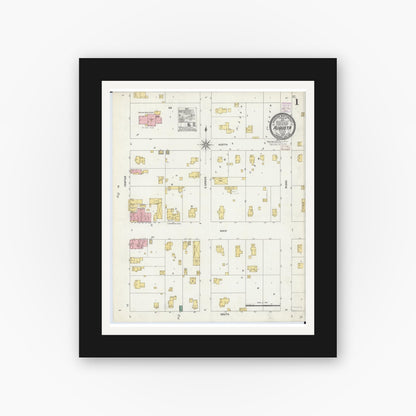 Old map wall art mockup — black gallery frame with white mat — Sanborn Fire Insurance Map from Augusta, Hancock County, Illinois (1906) - Complete Map Set