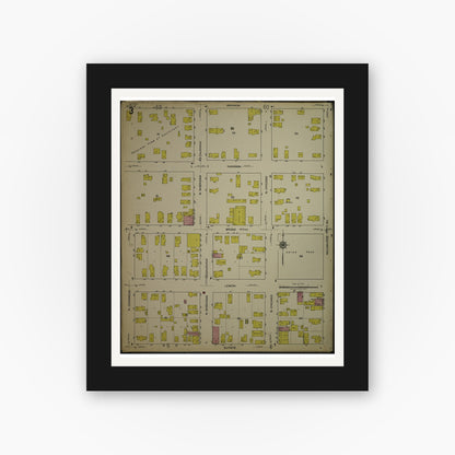 Old map wall art mockup — black gallery frame with white mat — Sanborn Fire Insurance Map from Kenosha, Kenosha County, Wisconsin. (1918), Sheet 7