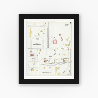 Old map wall art mockup — black gallery frame with white mat — Sanborn Fire Insurance Map from Lebanon, Warren County, Ohio (1901), Sheet #0005