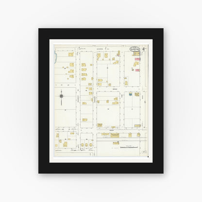 Old map wall art mockup — black gallery frame with white mat — Sanborn Fire Insurance Map from Bradentown, Manatee County, Florida (1911), Sheet #0004