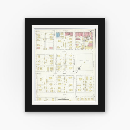 Old map wall art mockup — black gallery frame with white mat — Sanborn Fire Insurance Map from Nokomis, Montgomery County, Illinois (1912), Sheet #0004