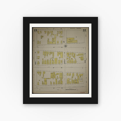 Old map wall art mockup — black gallery frame with white mat — Sanborn Fire Insurance Map from New Jersey Coast, New Jersey Coast, New Jersey (1890), Sheet #0044