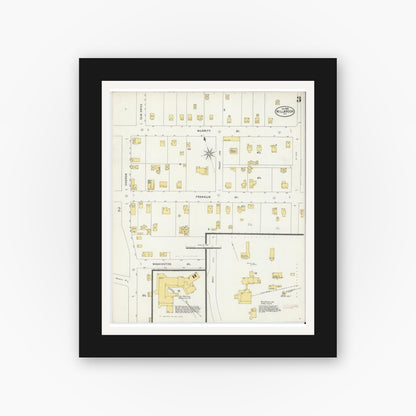 Old map wall art mockup — black gallery frame with white mat — Sanborn Fire Insurance Map from Millbrook, Dutchess County, New York (1898), Sheet #0003
