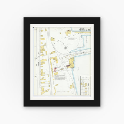 Old map wall art mockup — black gallery frame with white mat — Sanborn Fire Insurance Map from Baraga, Baraga County, Michigan (1902), Sheet #0002