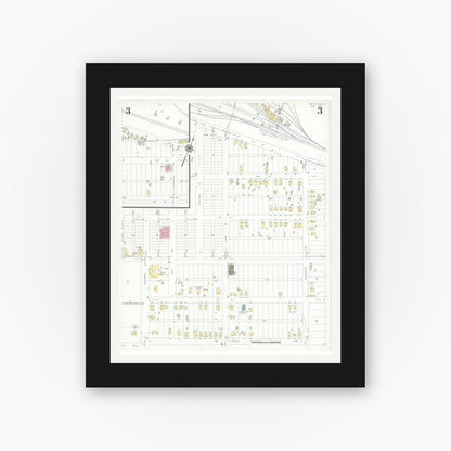 Old map wall art mockup — black gallery frame with white mat — Sanborn Fire Insurance Map from Port Saint Joe, Gulf County, Florida (1940), Sheet #0003