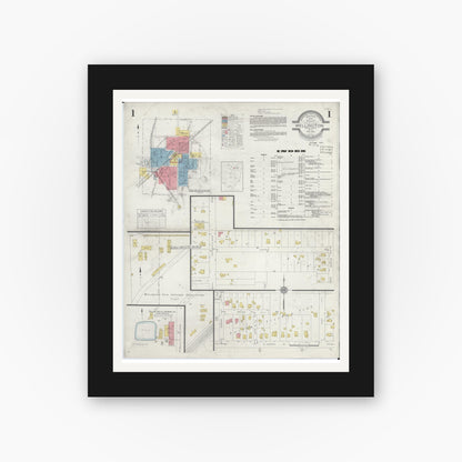 Old map wall art mockup — black gallery frame with white mat — Sanborn Fire Insurance Map from Wellington, Lorain County, Ohio (1933) - Complete Map Set