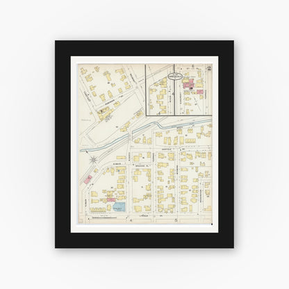 Old map wall art mockup — black gallery frame with white mat — Sanborn Fire Insurance Map from Carbondale, Lackawanna County, Pennsylvania (1896), Sheet #0002