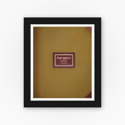 Old map wall art mockup — black gallery frame with white mat — Sanborn Fire Insurance Map from Portsmouth, Scioto County, Ohio (1950), Sheet #0001