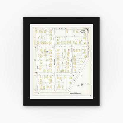 Old map wall art mockup — black gallery frame with white mat — Sanborn Fire Insurance Map from Ilion, Herkimer County, New York (1912), Sheet #0007