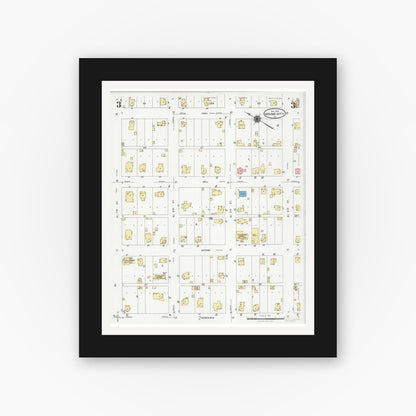 Old map wall art mockup — black gallery frame with white mat — Sanborn Fire Insurance Map from Mound City, Holt County, Missouri (1928), Sheet #0003