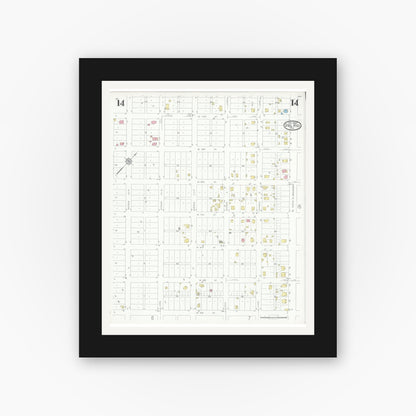 Old map wall art mockup — black gallery frame with white mat — Sanborn Fire Insurance Map from Del Rio, Val Verde County, Texas (1930), Sheet #0014