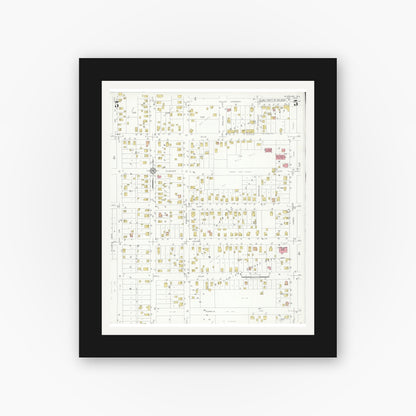 Old map wall art mockup — black gallery frame with white mat — Sanborn Fire Insurance Map from Kewaunee, Kewaunee County, Wisconsin (1933), Sheet #0005