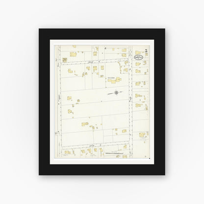 Old map wall art mockup — black gallery frame with white mat — Sanborn Fire Insurance Map from Onancock, Accomack County, Virginia (1912), Sheet #0005