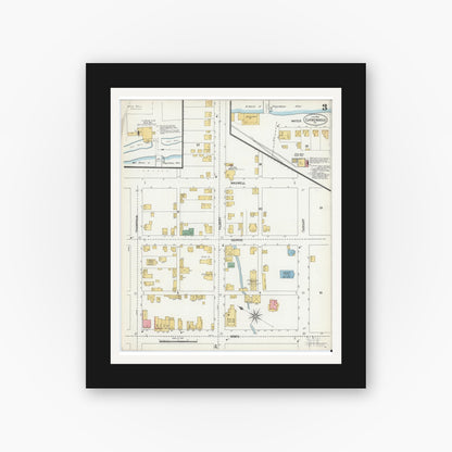 Old map wall art mockup — black gallery frame with white mat — Sanborn Fire Insurance Map from Curwensville, Clearfield County, Pennsylvania (1900), Sheet #0003