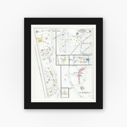 Old map wall art mockup — black gallery frame with white mat — Sanborn Fire Insurance Map from Lake Forest, Lake County, Illinois (1926), Sheet #0011