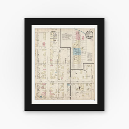 Old map wall art mockup — black gallery frame with white mat — Sanborn Fire Insurance Map from Ashland, Schuylkill County, Pennsylvania (1885), Sheet #0001