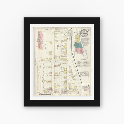 Old map wall art mockup — black gallery frame with white mat — Sanborn Fire Insurance Map from Aliquippa, Beaver County, Pennsylvania (1912), Sheet #0001