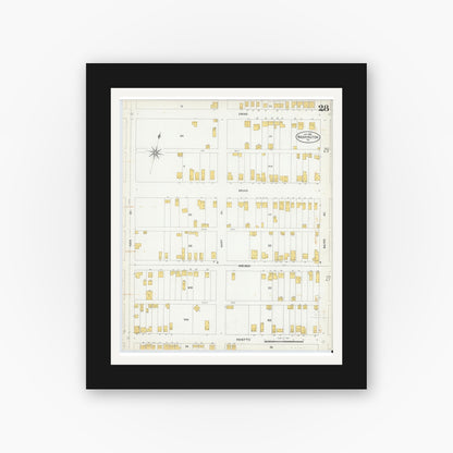 Old map wall art mockup — black gallery frame with white mat — Sanborn Fire Insurance Map from Washington, Washington County, Pennsylvania (1904), Sheet #0028