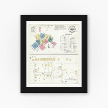Old map wall art mockup — black gallery frame with white mat — Sanborn Fire Insurance Map from Riverside, Burlington County, New Jersey (1911), Sheet #0001