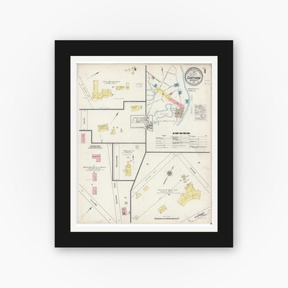 Old map wall art mockup — black gallery frame with white mat — Sanborn Fire Insurance Map from Chatham, Barnstable County, Massachusetts (1915) - Complete Map Set