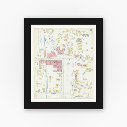 Old map wall art mockup — black gallery frame with white mat — Sanborn Fire Insurance Map from Hamilton, Madison County, New York (1896), Sheet #0002