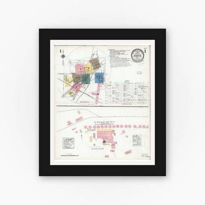 Old map wall art mockup — black gallery frame with white mat — Sanborn Fire Insurance Map from Minerva, Stark And Carroll Counties, Ohio (1925) - Complete Map Set