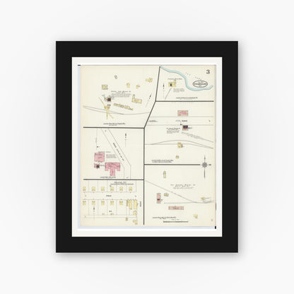 Old map wall art mockup — black gallery frame with white mat — Sanborn Fire Insurance Map from Stambaugh, Iron County, Michigan (1913), Sheet #0003