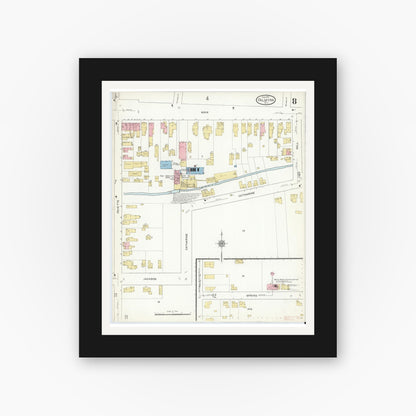 Old map wall art mockup — black gallery frame with white mat — Sanborn Fire Insurance Map from Palmyra, Wayne County, New York (1912), Sheet #0008