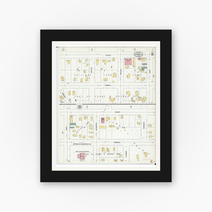 Old map wall art mockup — black gallery frame with white mat — Sanborn Fire Insurance Map from Howell, Livingston County, Michigan (1899), Sheet #0005