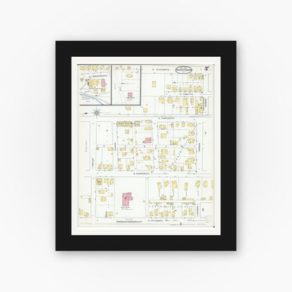 Old map wall art mockup — black gallery frame with white mat — Sanborn Fire Insurance Map from Murphysboro, Jackson County, Illinois (1909), Sheet #0003