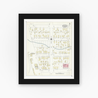 Old map wall art mockup — black gallery frame with white mat — Sanborn Fire Insurance Map from Two Harbors, Lake County, Minnesota (1914), Sheet #0005