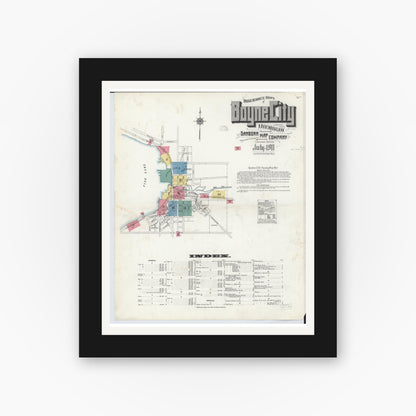 Old map wall art mockup — black gallery frame with white mat — Sanborn Fire Insurance Map from Boyne City, Charlevoix County, Michigan (1911) - Complete Map Set