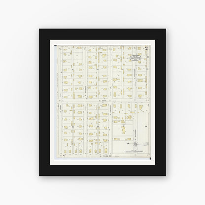 Old map wall art mockup — black gallery frame with white mat — Sanborn Fire Insurance Map from Ishpeming, Marquette County, Michigan (1897), Sheet #0002
